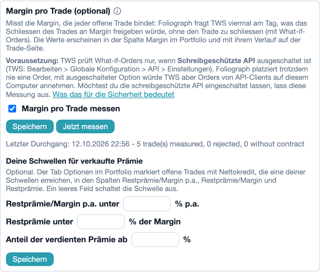 Einstellungen > Verbindungen: Margin pro Trade